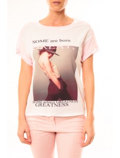 Tee-shirt B005 Blanc/Rose