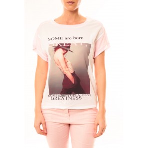 Tee-shirt B005 Blanc/Rose