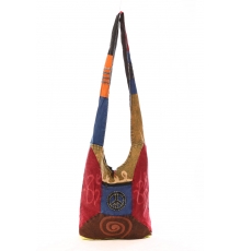 Sac besace patchwork motif peace and love Noir 