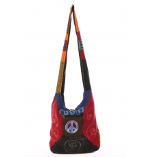 Sac besace patchwork motif peace and love Violet