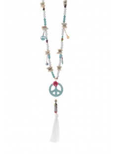 Collier sautoir Peace Blanc