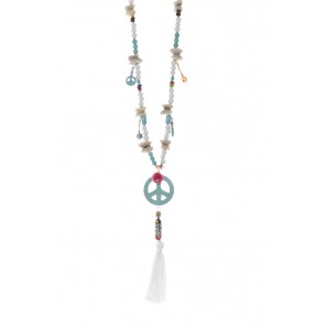 Collier sautoir Peace Blanc