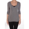 Tee-shirt basique col Tunisien Gris - vêtement femme