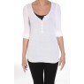 Tee-shirt basique col Tunisien Blanc - vêtement femme