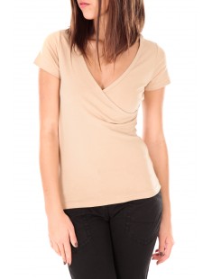 T-shirt basic cache cœur 23E-14 Beige