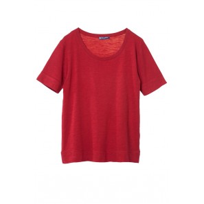 T-shirt femme col rond en jersey flammé Rouge