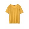 T-shirt femme col rond en jersey flammé Jaune