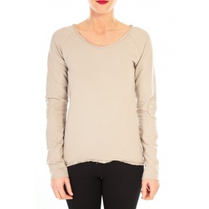 T-shirt Empiècement Pailleté 2119 Beige