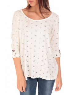 Top fancy star print shirt Blanc